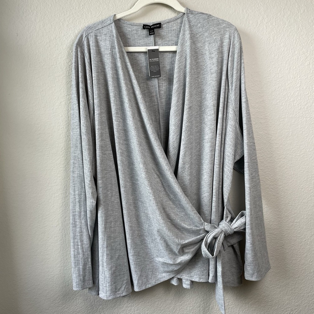 NWT Lane Bryant  26/28 Faux Wrap Top Tie Waist Detail Capsule Business Feminine